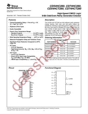 CD74HC280EE4 datasheet  